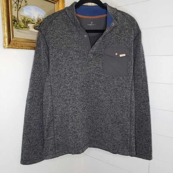 Woolrich Grey Drifter Snap Stand Up Collar Fleece Performance Pullover Sweater L - Picture 1 of 5